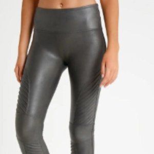 SPANX Dark Grey Faux Leather Moto Leggings XS